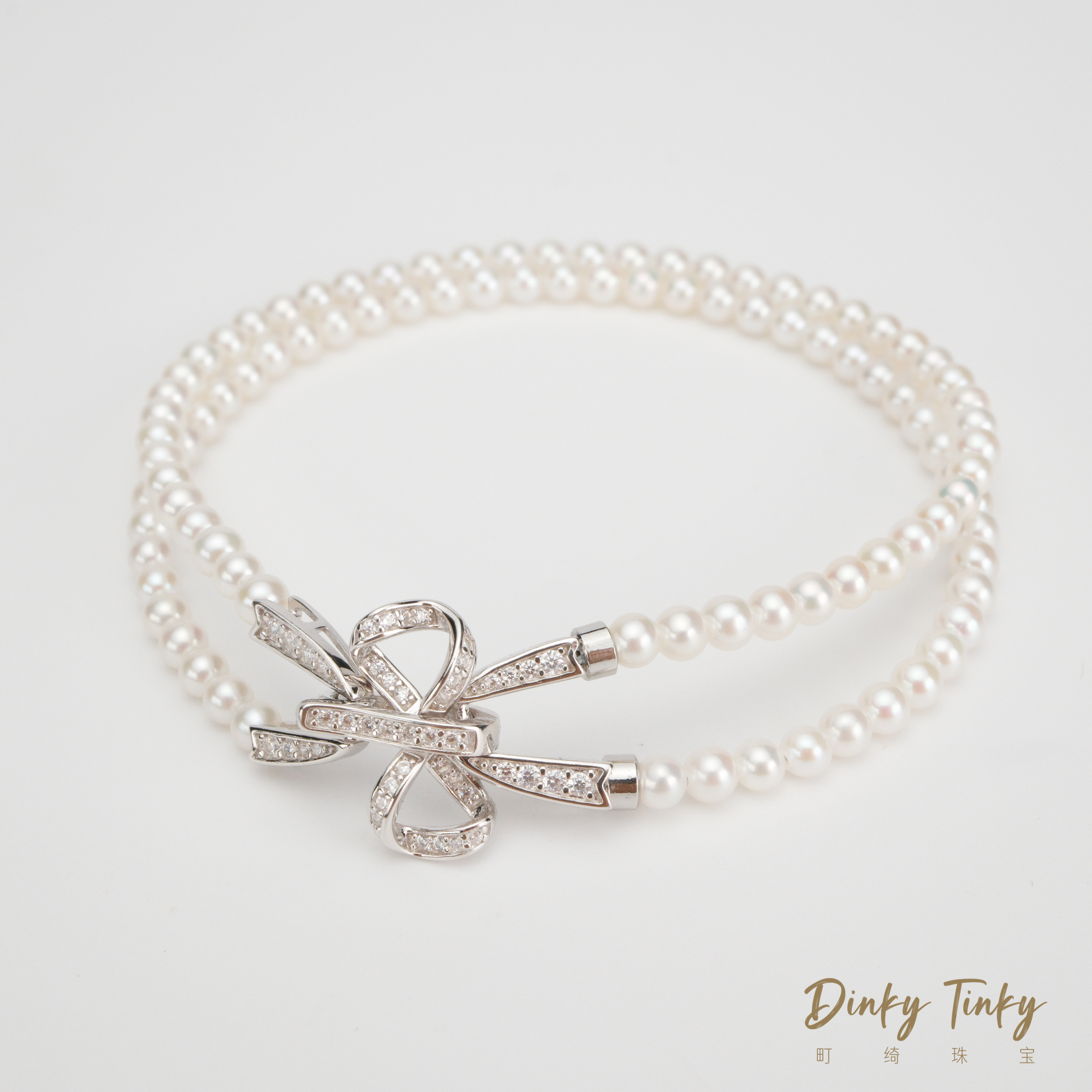 【TINKY】S925银淡水ak蝴蝶结手链 DSS004