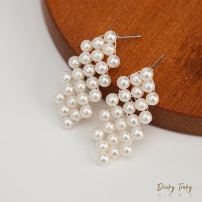 【TINKY】S925银淡水ak编织耳钉 DSE649