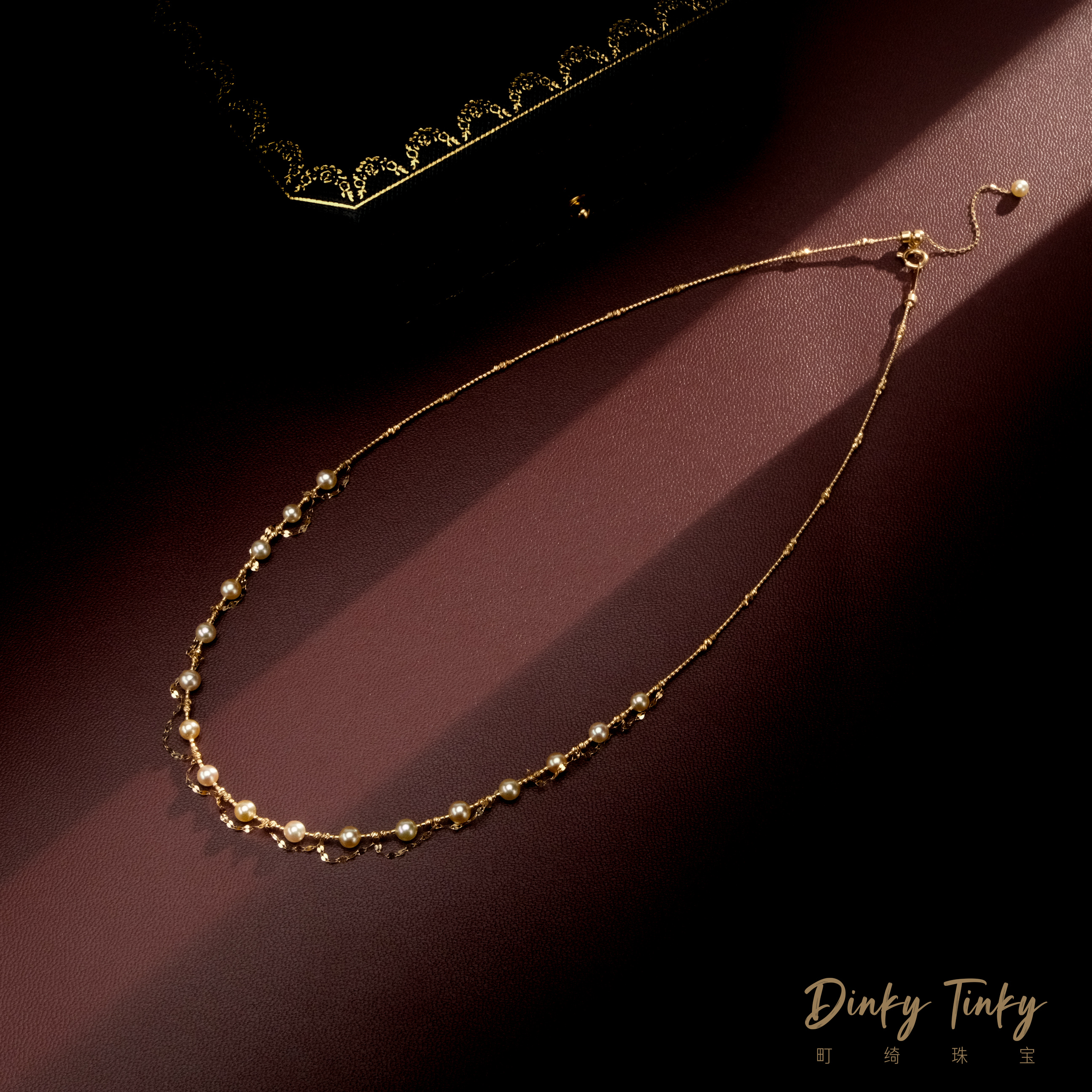 【TINKY】18k海水akoya3-4瓦片缠绕项链 DSL916 - 封面