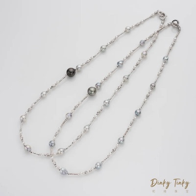 【TINKY】s925银大溪地+天然真多麻+淡水ak项链 DSL003