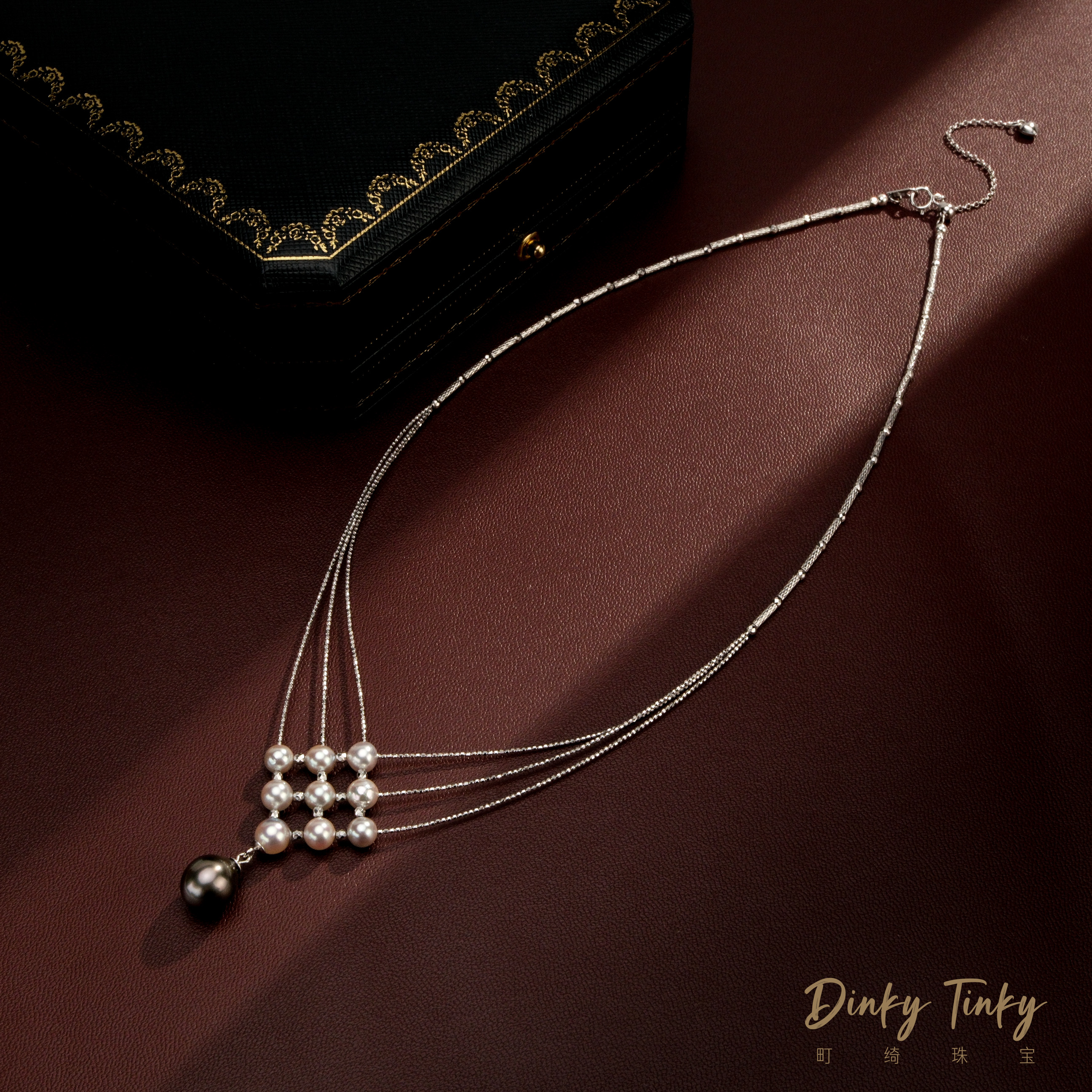 【TINKY】s925海水大溪地+真多麻华夫饼设计链 DSL911