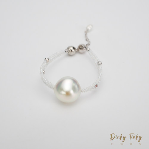 【TINKY】18K“云朵”澳白keshi抽拉调节戒指 DSJ114