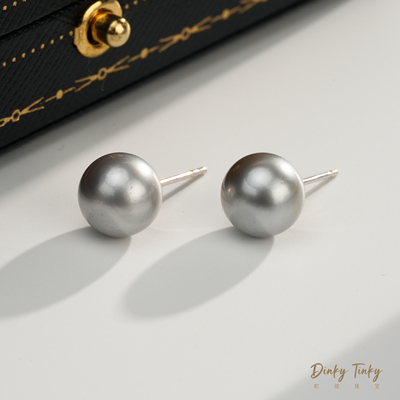 【TINKY】S925银大溪地铂金灰8-9耳钉 DSE648