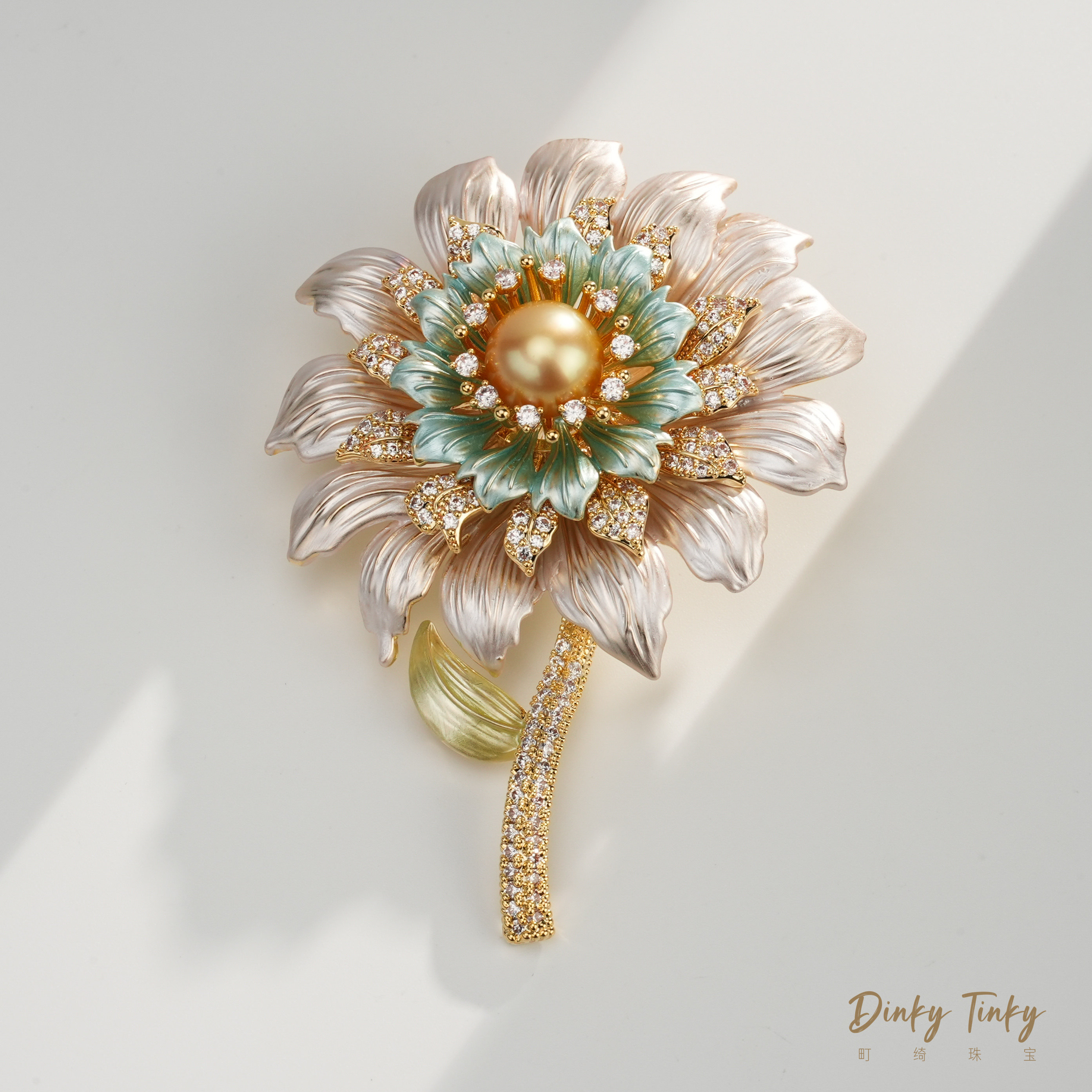 【TINKY】海水金珠蔷薇胸针 DSX101