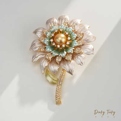 【TINKY】海水金珠蔷薇胸针 DSX101