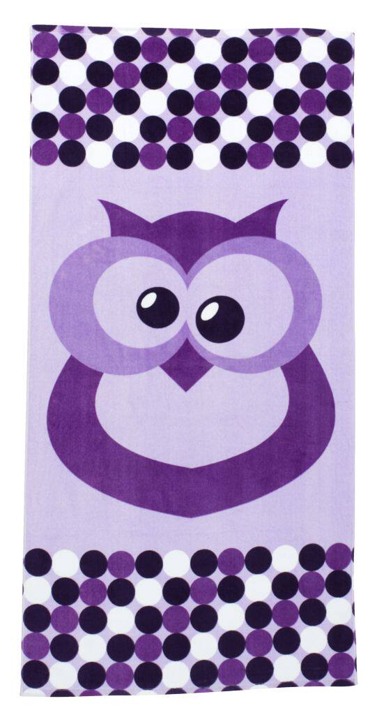 oeko-tex儿童全棉浴巾  紫色  童趣猫头鹰 75x150 厘米