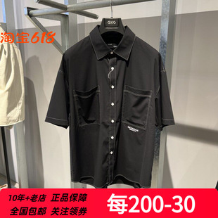 GXG男装黑色休闲短袖衬衫 春夏宽松小外套 G24A232002/GE1230810C