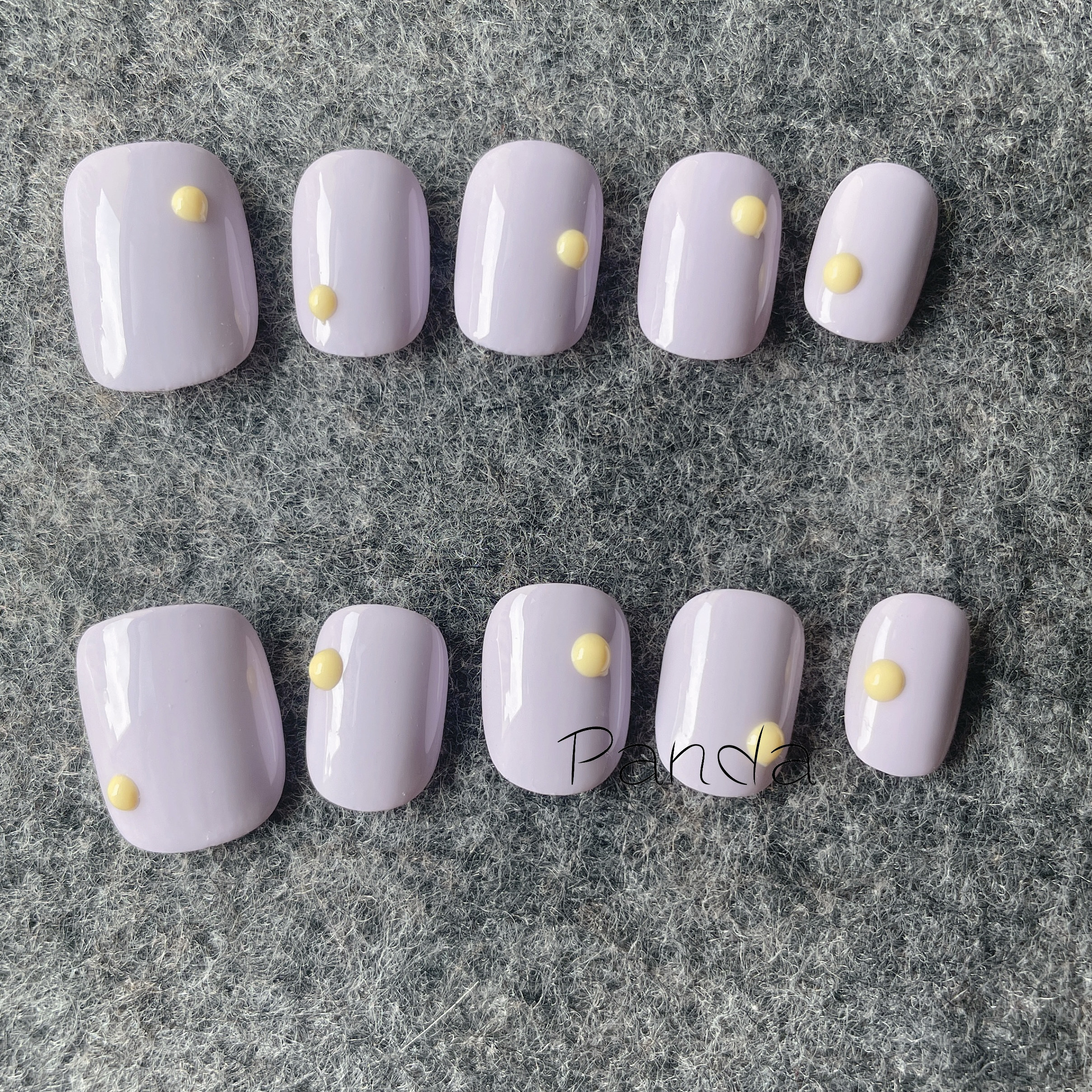 粉紫撞色立体圆球豆豆甲穿戴甲