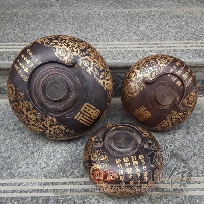 特价仿古纯铜汤婆子摆件鎏金吉祥八宝福字汤婆子加厚暖手宝可使用