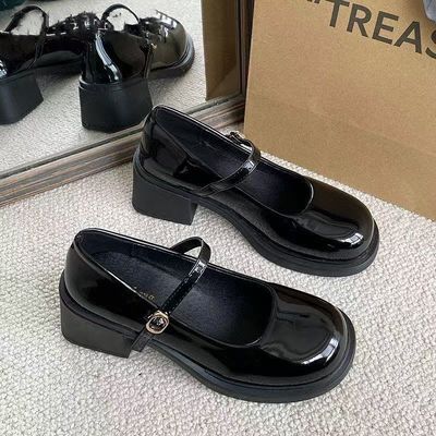 法式复古玛丽珍鞋女高跟鞋2025新款秋季圆头粗跟单鞋配裙子小皮鞋