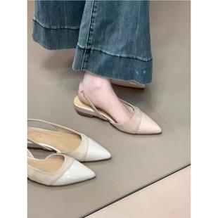 法式百搭包头凉拖女2026春夏新款气质尖头凉鞋通勤温柔风平底单鞋