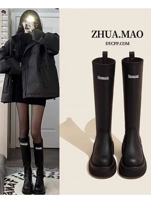 长筒靴女2025秋冬新款显瘦不过膝高筒骑士靴厚底炸街英伦风短靴子
