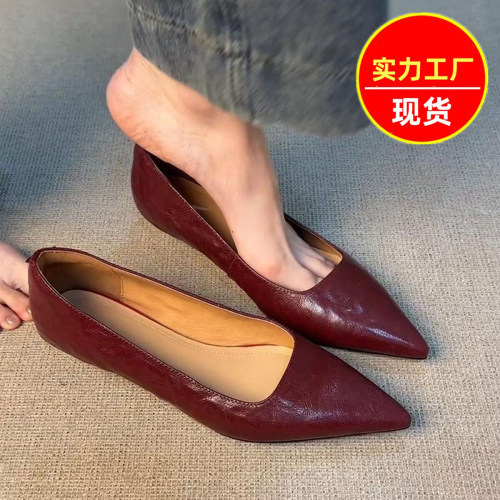 羊皮版~真皮法式单鞋女尖头2026春季新款绝美小坡跟职场通勤鞋子