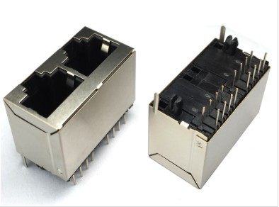 R-RJ45S08P-B200 网口插座 RJ45-8P/8C 1*2连体 全新原装