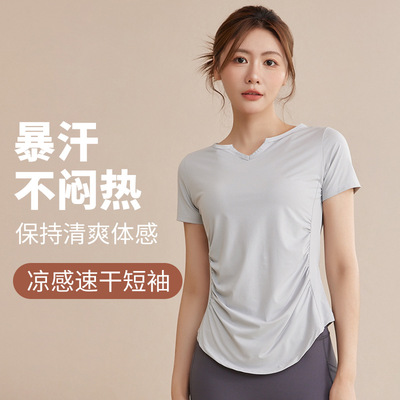 大码速干短袖T恤女运动健身上衣