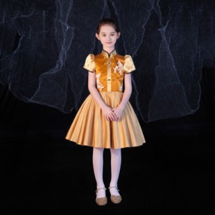 元旦儿童合唱服装演出服男女童礼服中小学生表演朗诵纱裙大合唱团