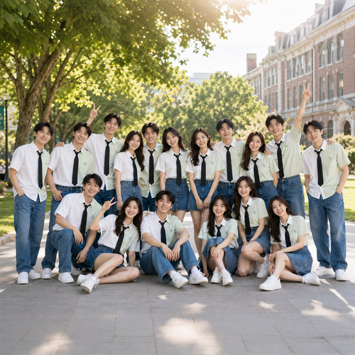 同学会团服定制 毕业照学院风短袖衬衫 周年聚会班服男女生条纹