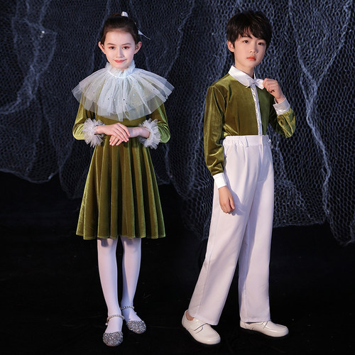 六一儿童合唱服装演出服男女童礼服中小学生表演朗诵纱裙大合唱团
