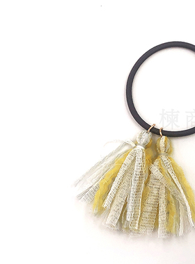 冬季新款日本梨花姜黄色流苏发圈发绳头绳丝带飘带日韩发带女包邮