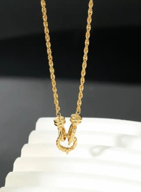 S925纯银项链女百搭小众设计感轻奢女麻花链万能扣锁骨链饰品