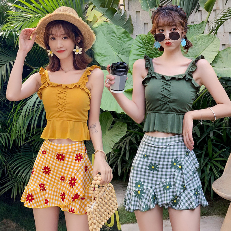 游泳衣女仙女范泳装显瘦遮肚分体两件套韩国温泉ins保守