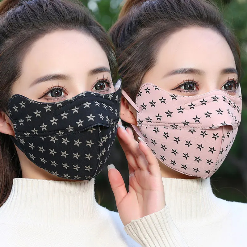 加厚保暖口罩女冬季开口防寒防风冬天时尚护眼角成人骑车护脸面罩