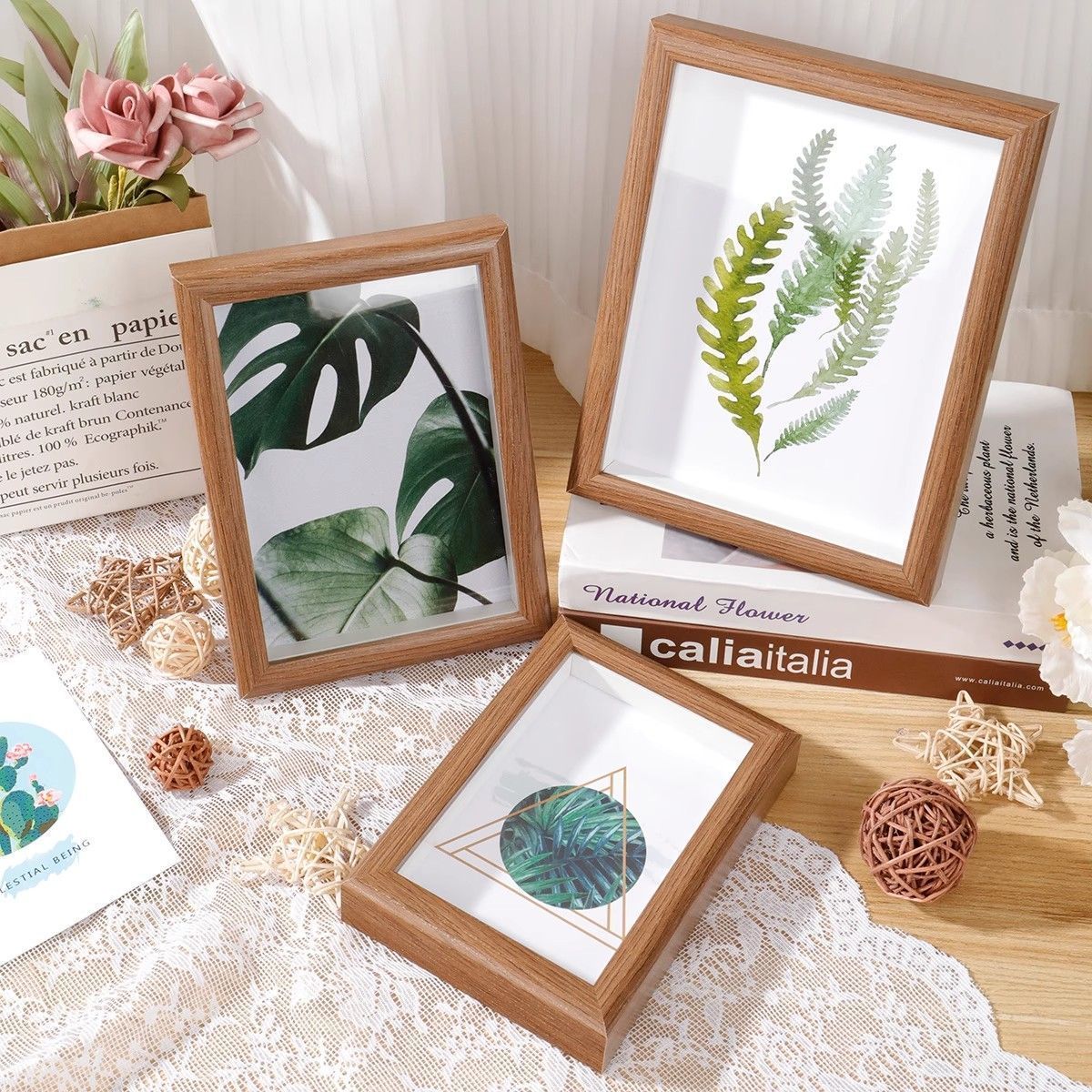 ins风木质相框摆台洗照片空框可挂墙简约立体6寸7寸8寸定制diy