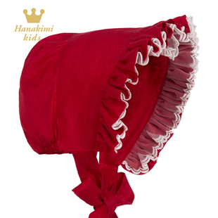 Hanakimi英国品牌夏季新款亚麻婴儿帽子满月百天周岁宝宝欧风帽子