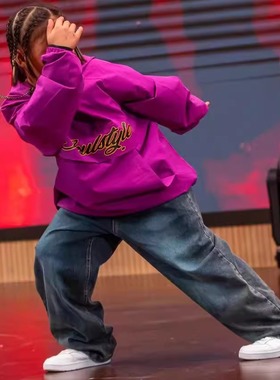 soulstyle童装裤儿童款成人复古宽松水洗做旧牛仔裤街舞bboy裤子