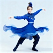 满庭芳国色古典舞演出服少年女艺考独舞春晚群青表演服装 舞蹈服装