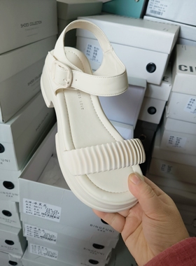 冰芙尼2025新款夏季女鞋凉鞋舒适百搭女鞋凉鞋58111米色