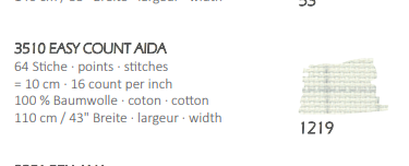 德国进口zweigart 3510 1219 16CT Aida十字绣布 标记布 16CT标记