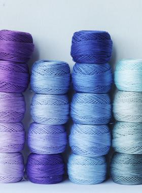 法国DMC8号蕾丝线 珠光线  立体刺绣绣线 蓝紫色系 45色全