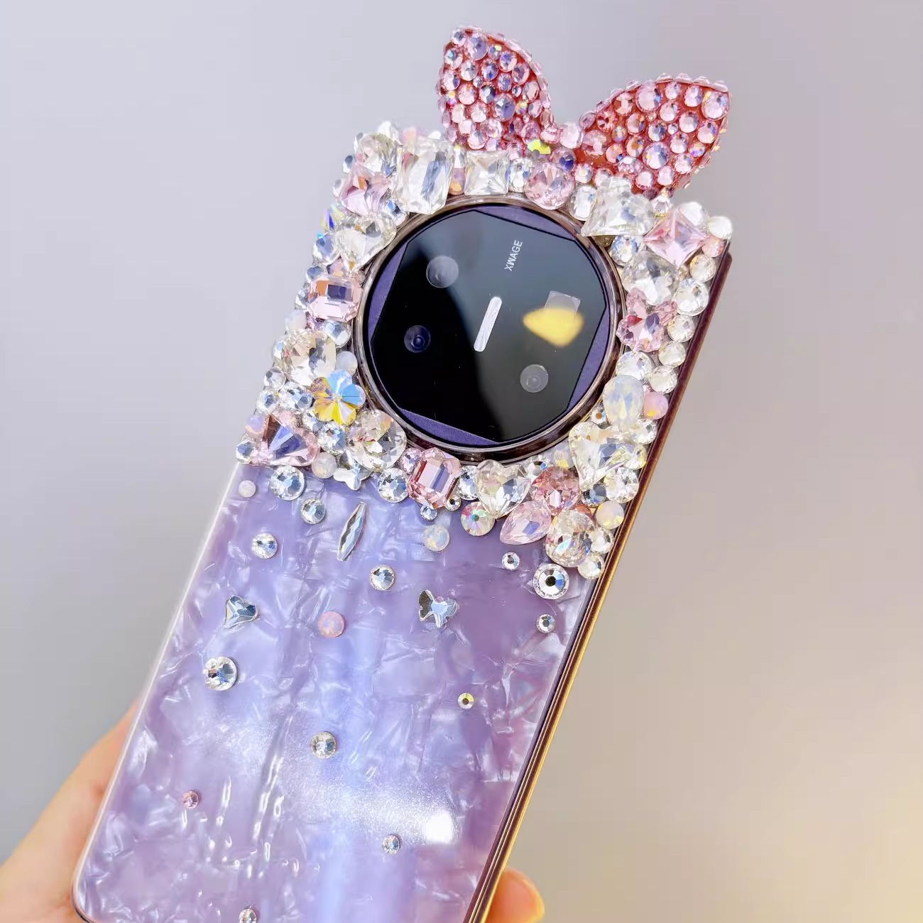 适用华为HUAWEI MateX6/x5折叠屏奢华钻水晶宝石mate X3全包双面手机壳镶钻保护套斜挎ins风达人造物原创设计