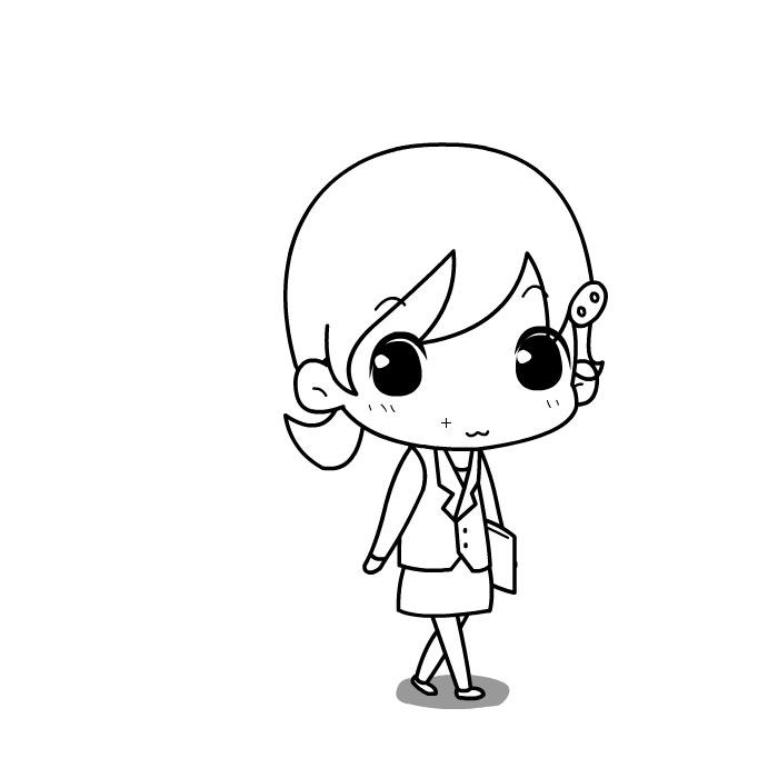 flash cs6原创动画/女教师斜侧面45度走路人物走路动作（线条版）