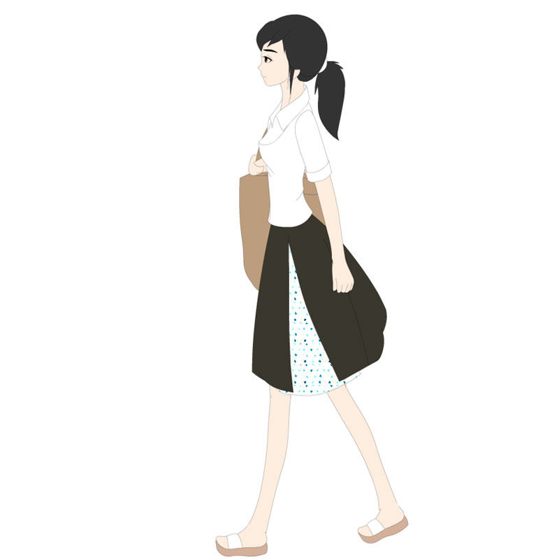 女孩走路侧面手绘flash源文件循环动画支持定制详情请咨询店主~