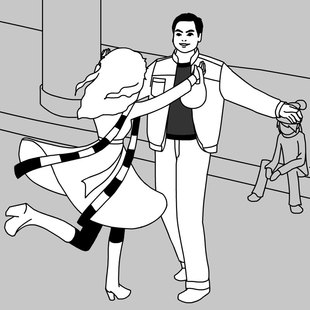 女孩下车奔跑寻人情侣浪漫拥抱接吻动画flash源文件1415帧58.9秒