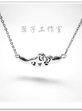 大耳狗玉桂狗925纯银项链