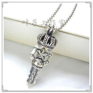 日本堂本光一周边同款银饰Endless Shock纯银皇冠钥匙项链毛衣链