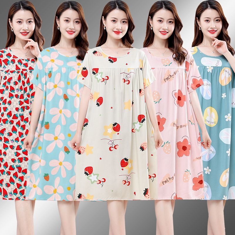 棉绸睡裙女春秋夏季薄款睡衣家居裙新款短袖绵绸少女妈妈装加大码,女士内衣/男士内衣/家居服,睡裙,淘宝优惠券,粉丝福利购,淘宝优惠卷