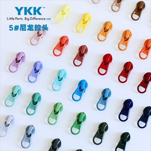 YKK5#尼龙拉头小圆头短牌头尼龙码装拉链拉头布艺diy缝纫辅料36色