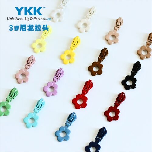 YKK拉链拉头3#尼龙拉头镂空小花手作diy辅料码装拉链拉头16色