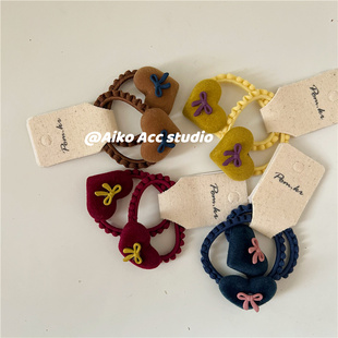 AIKO 丝绒撞色蝴蝶机爱心发绳发圈不缠发 ACC韩国儿童新款