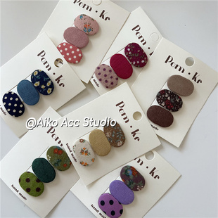 AIKO 布艺甜美椭圆波点碎花迷你发夹组合 ACC韩国儿童新款
