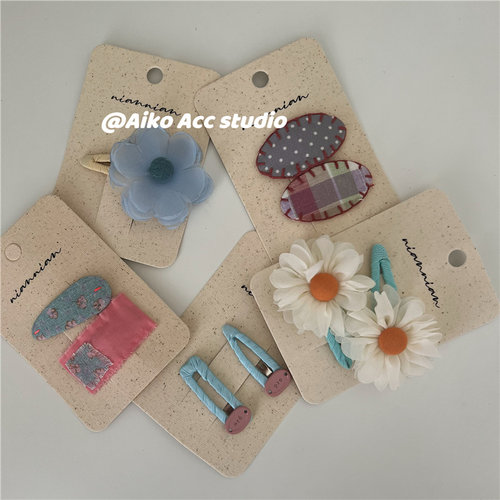 AIKO ACC韩国新款儿童布艺小清新花朵碎花发夹BB夹刘海夹