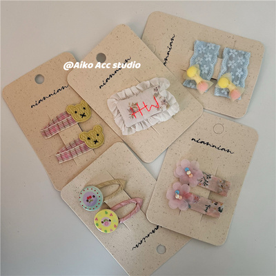 AIKO ACC韩国春夏新款小熊碎花花朵蕾丝边边小猫格子发夹刘海夹