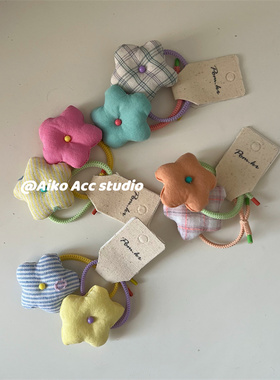 AIKO ACC韩国儿童新款星星花朵撞色条纹高弹力不缠发发绳发圈女童