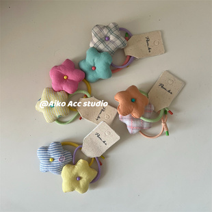 AIKO 星星花朵撞色条纹高弹力不缠发发绳发圈女童 ACC韩国儿童新款