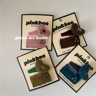 AIKO 复古爱心花朵布艺侧边夹BB夹刘海夹 ACC韩国儿童新款