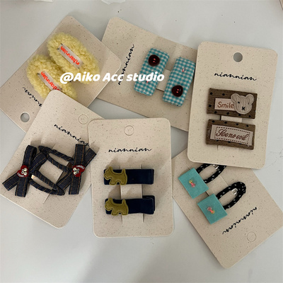 韩国儿童新款牛仔蝴蝶结发夹